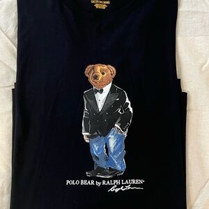 Ralph Lauren Black Long Sleeve Tee with Polo Bear